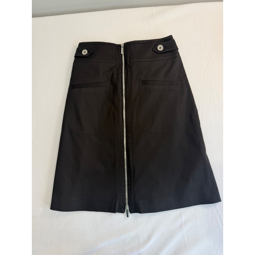 Karen Millen Skirt Womens 6 Black Zip Front A-Line Utility Designer Minimalist